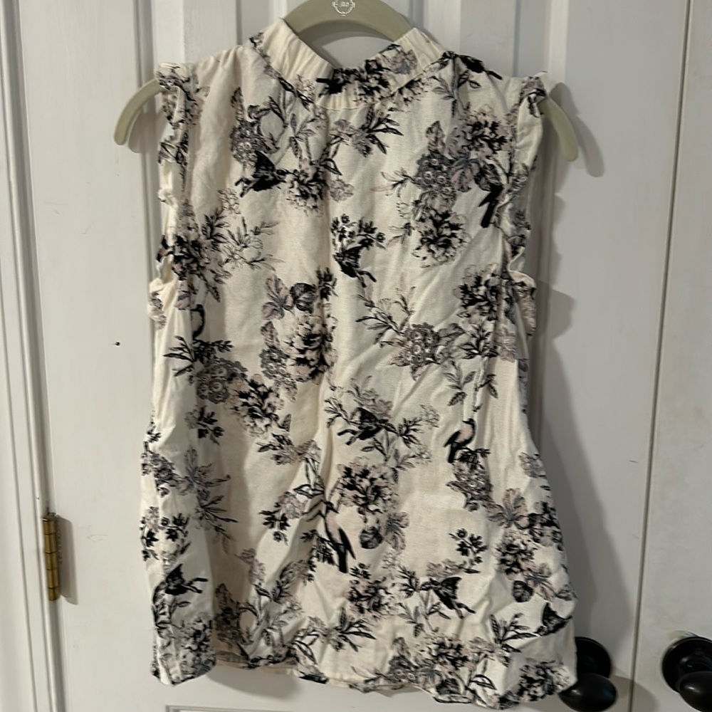 Who What Wear Linen Bird Blouse Size Small S